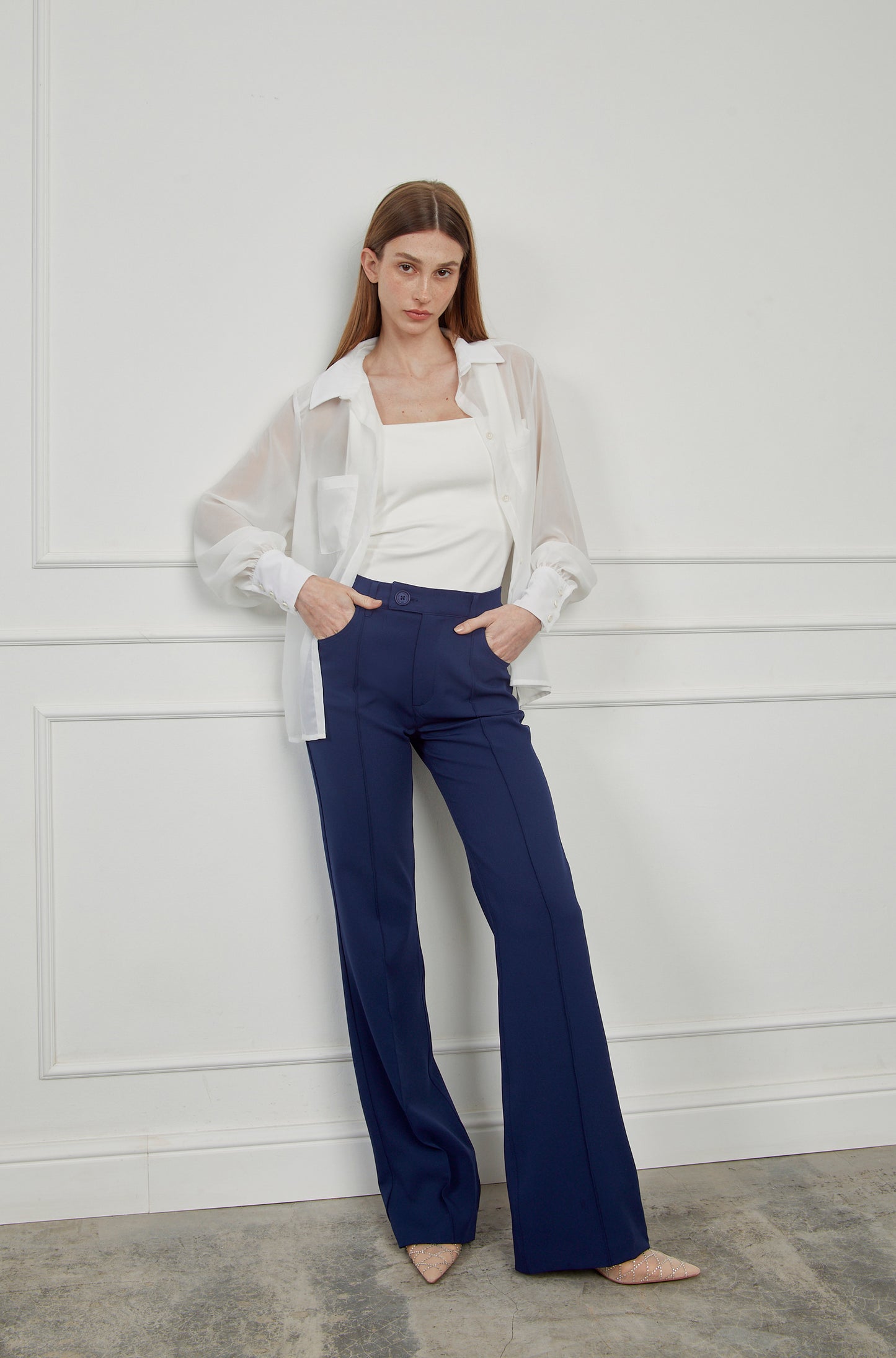 Pantalón sastre acampanado - Azul