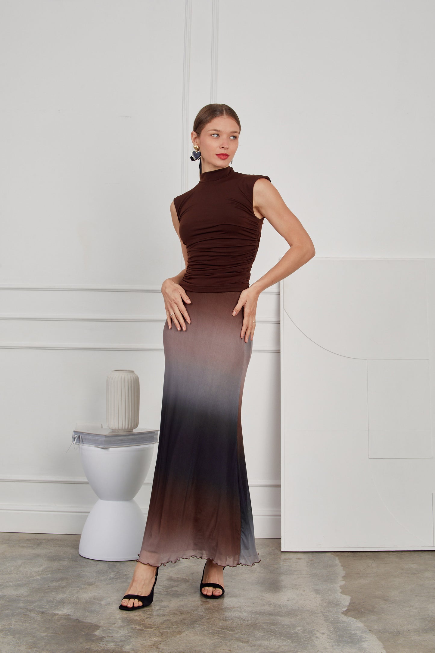 Falda larga mesh sirena - Gris