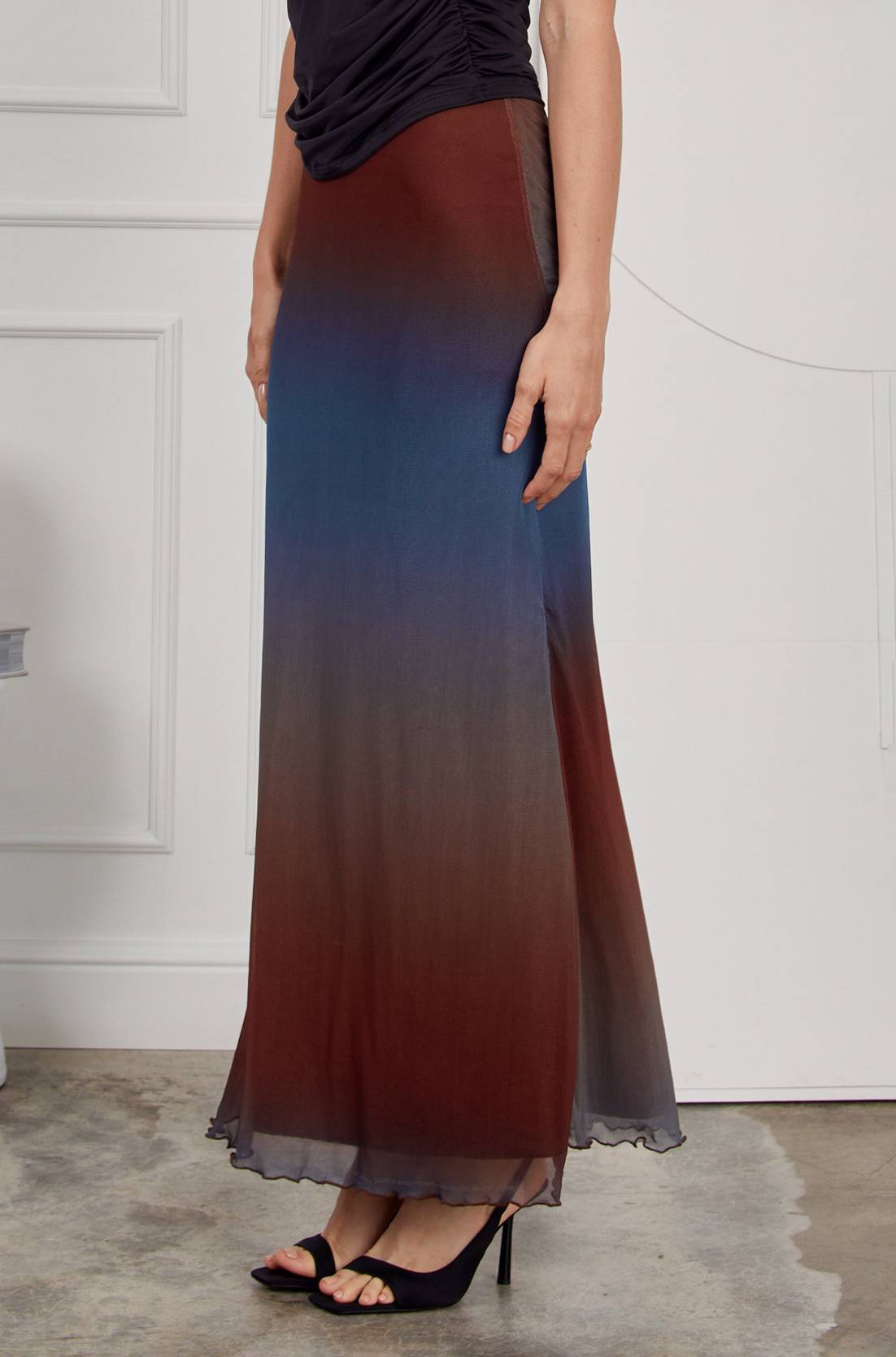Falda larga mesh sirena - Azul