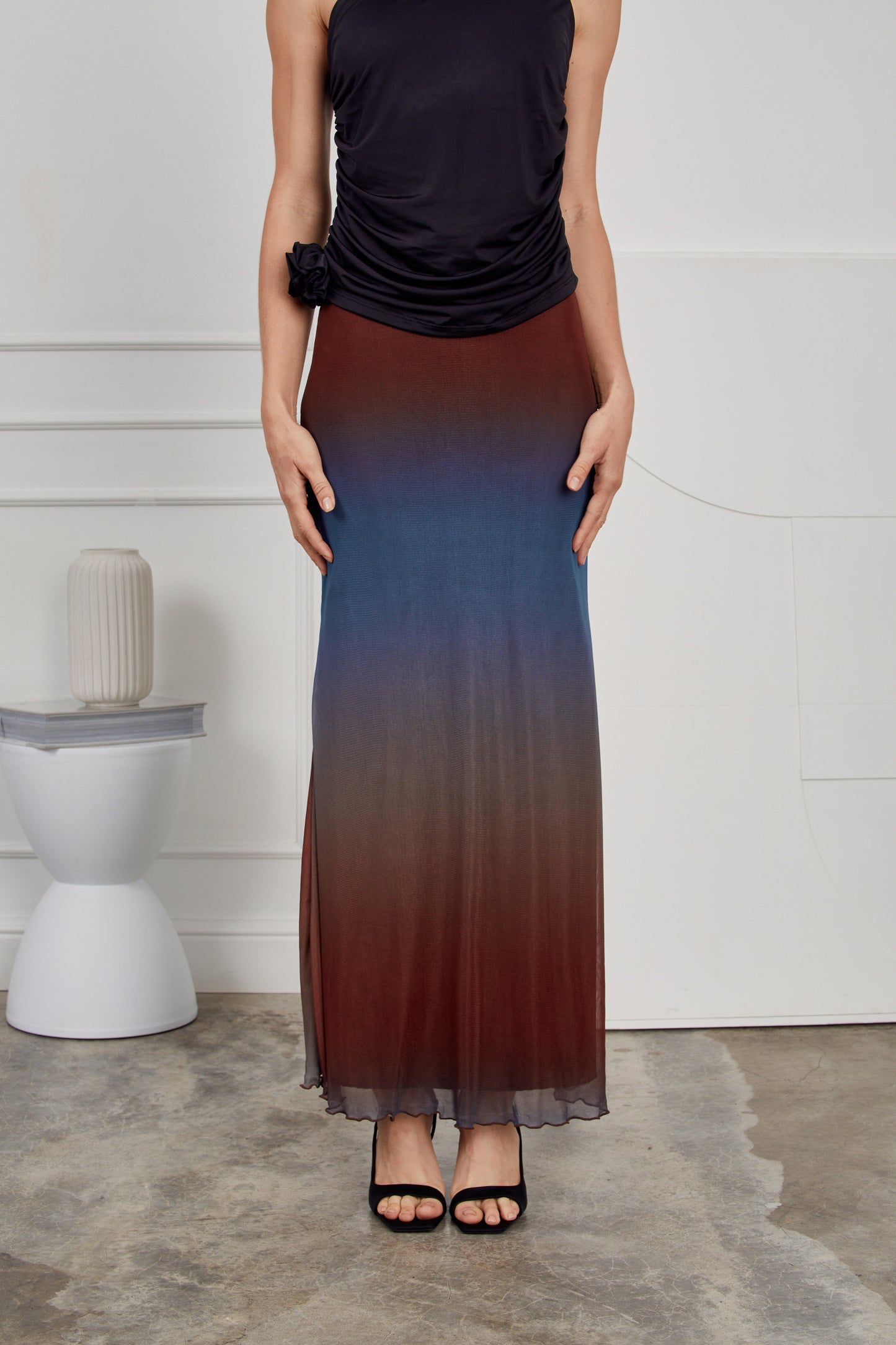 Falda larga mesh sirena - Azul