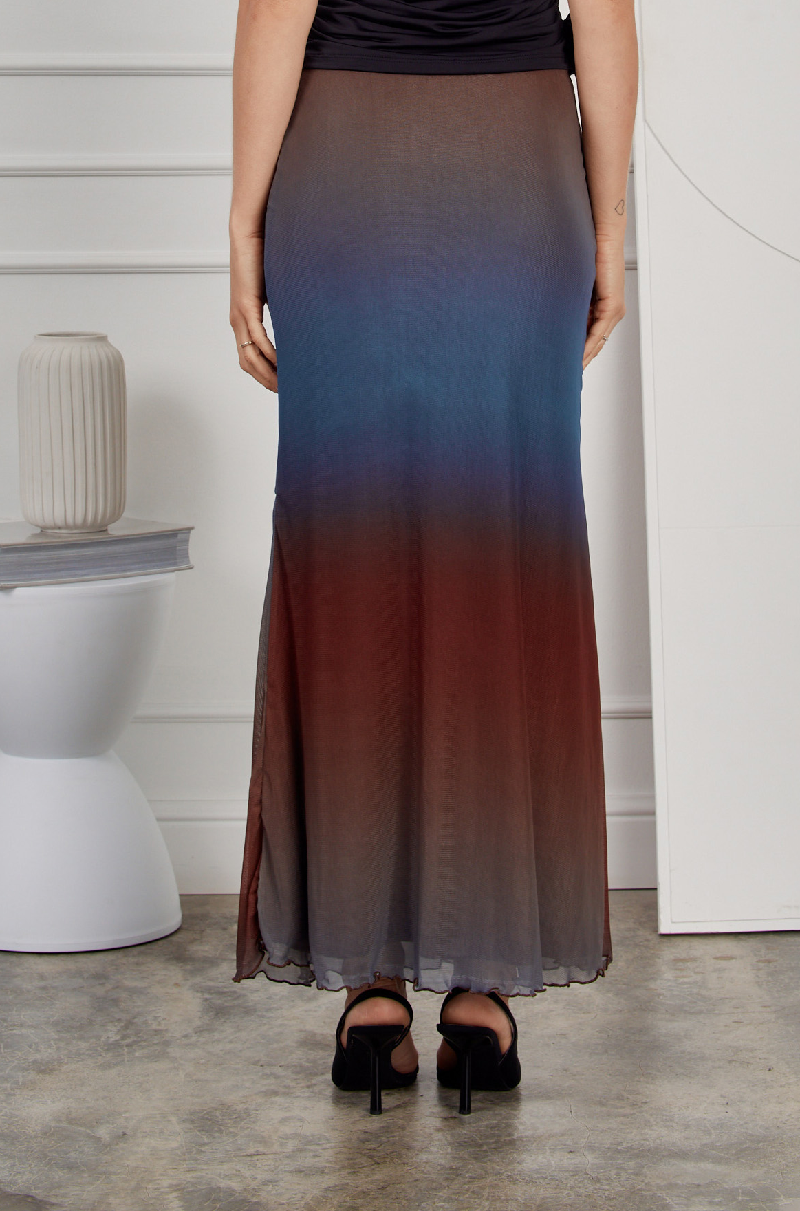 Falda larga mesh sirena - Azul
