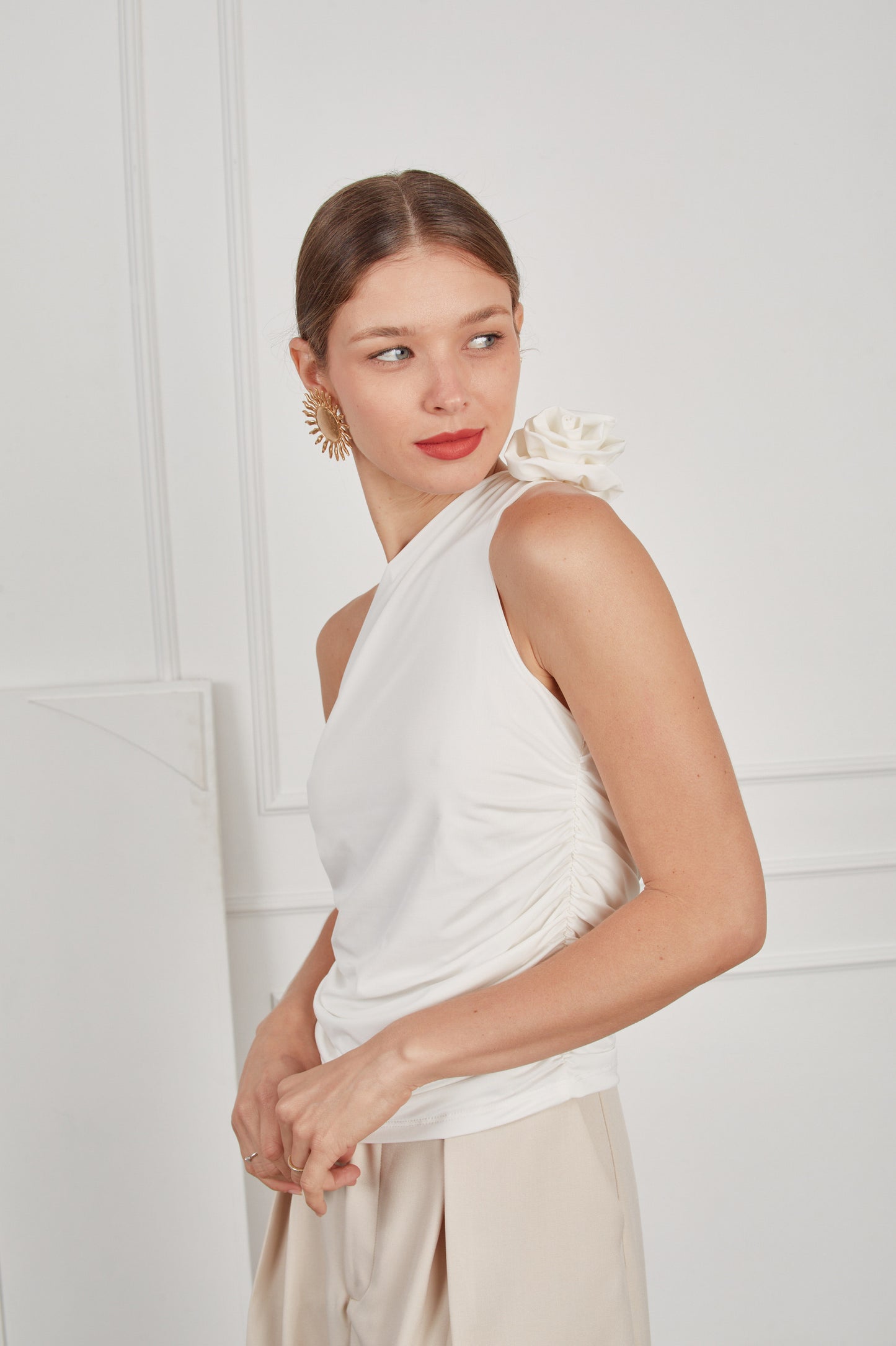 Top drapeado rosas - Perla