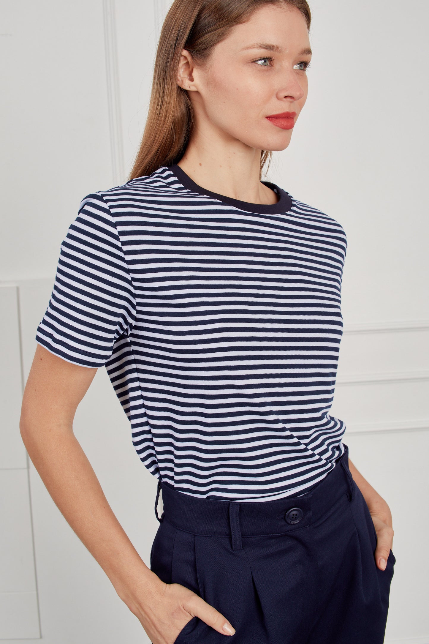 Camiseta algodón rayas - Azul