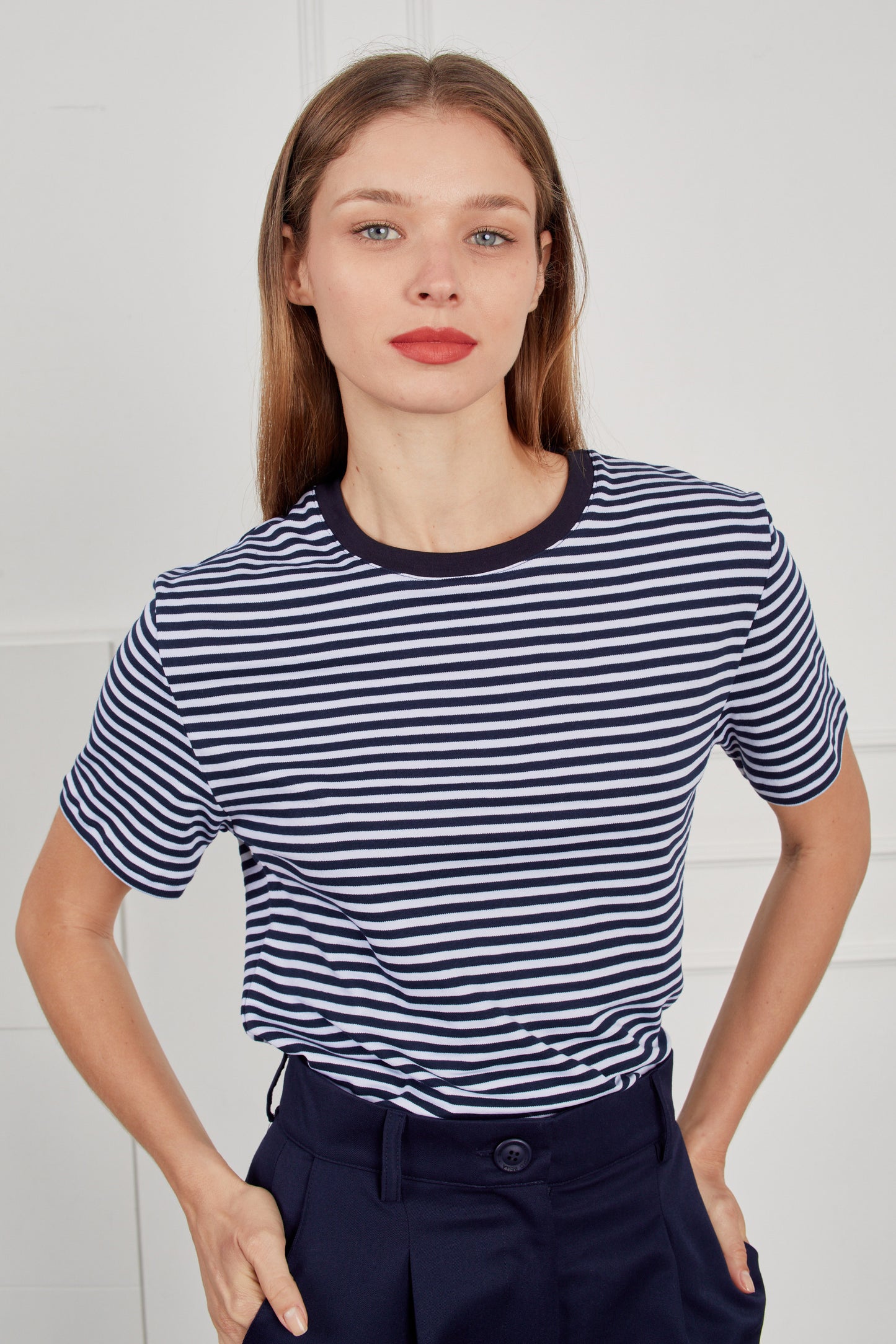 Camiseta algodón rayas - Azul