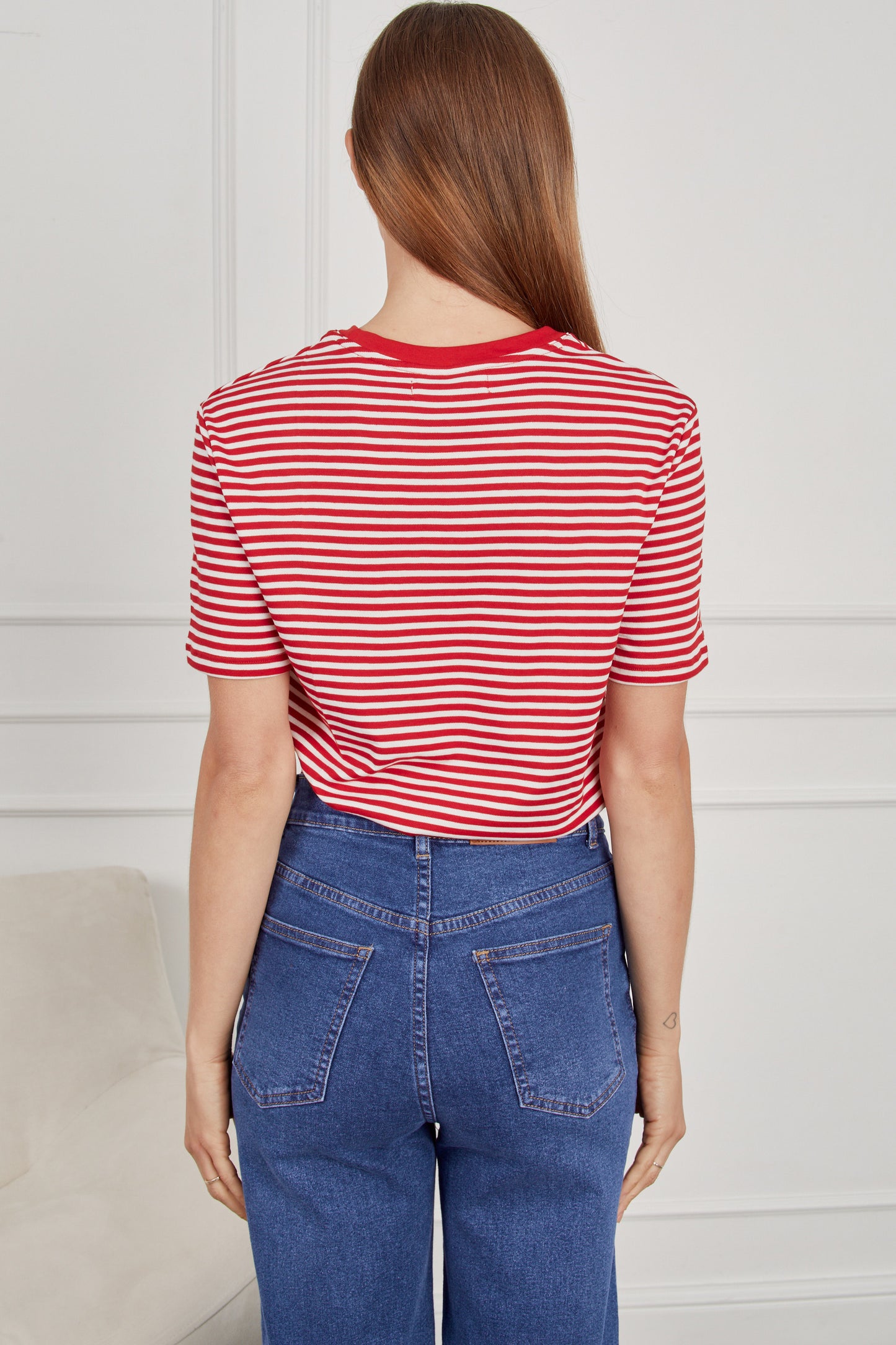 Camiseta algodón rayas - Rojo