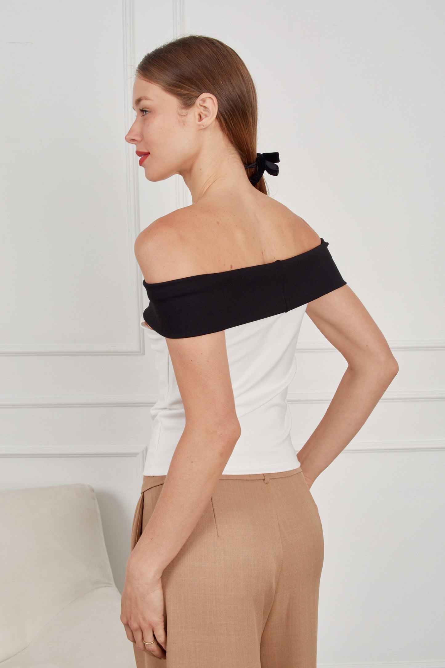 Top off shoulder contraste - Perla