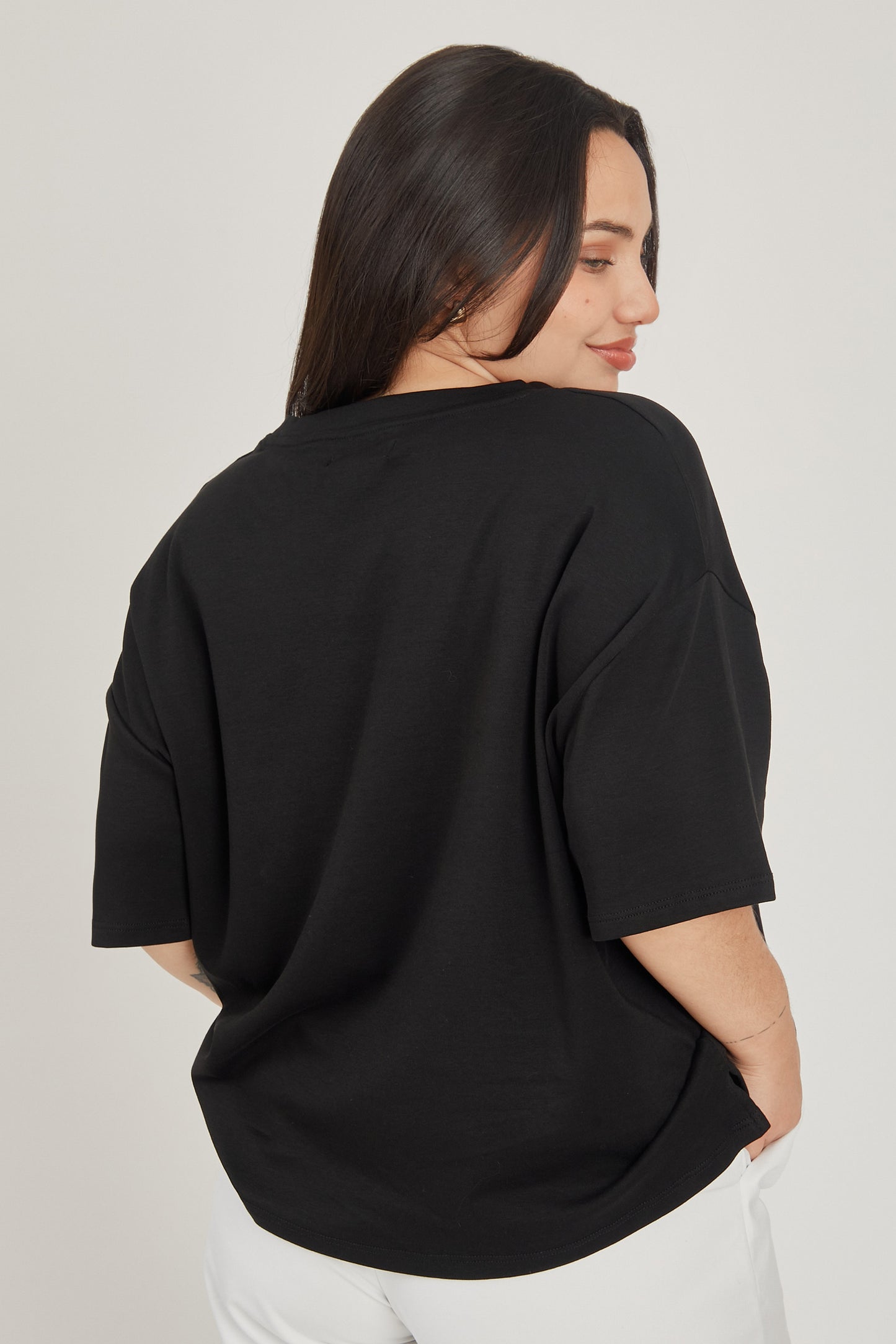 Camiseta boxy - Negro