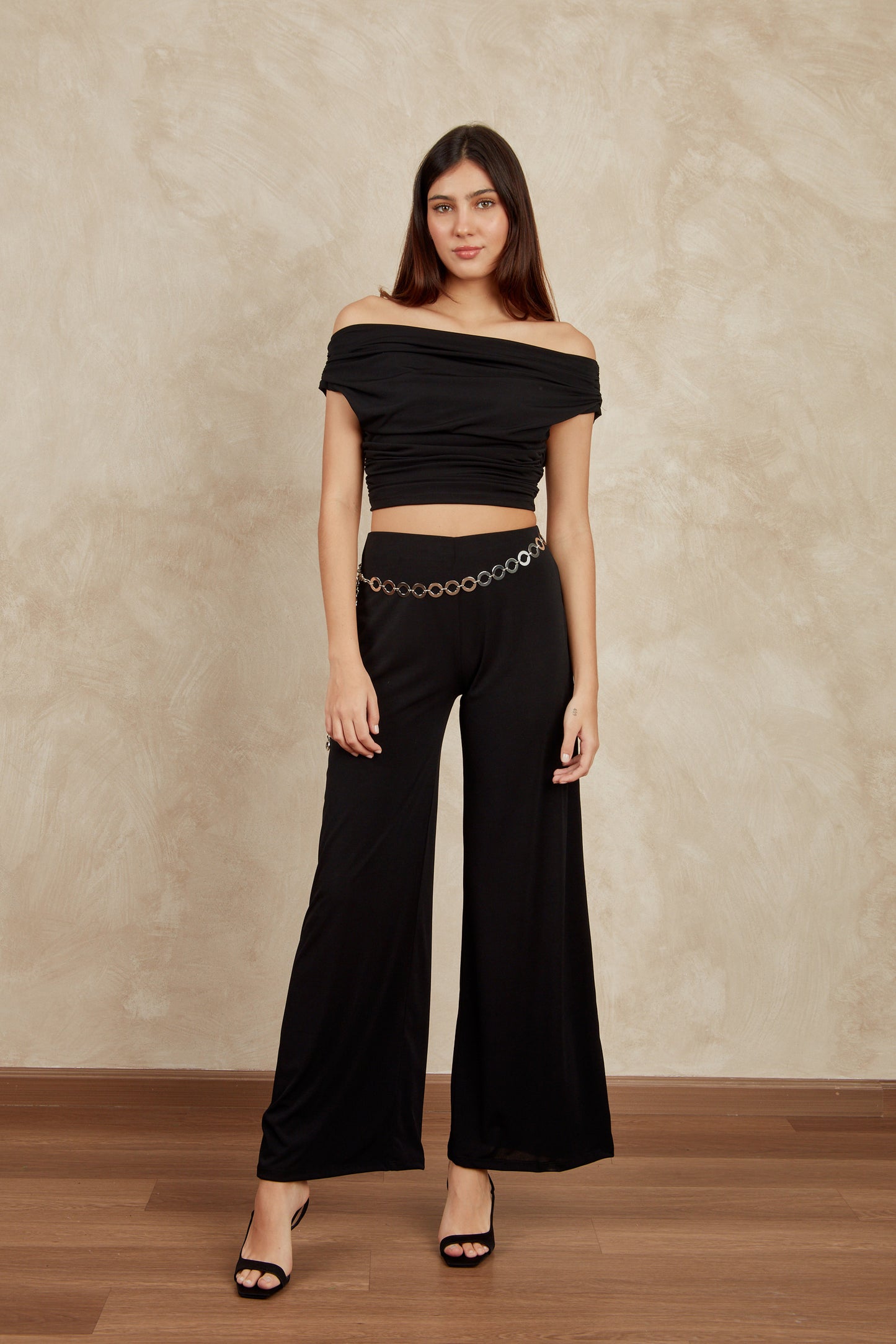 Pantalón wide leg fluido - Negro
