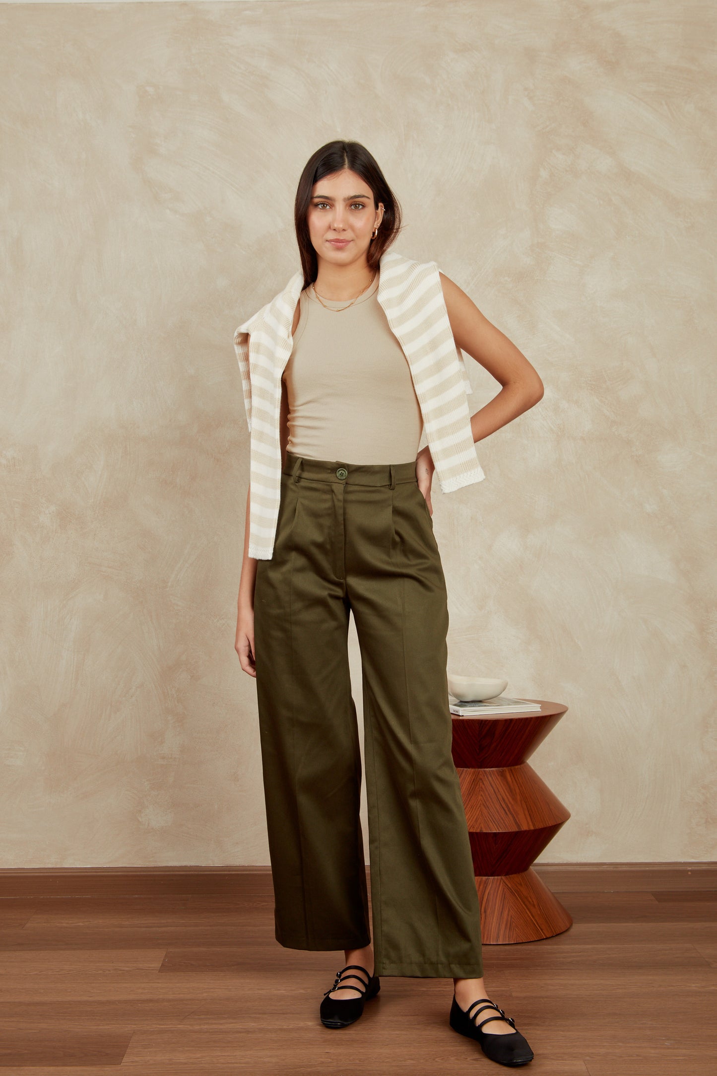 Top rib halter ovalado - Beige