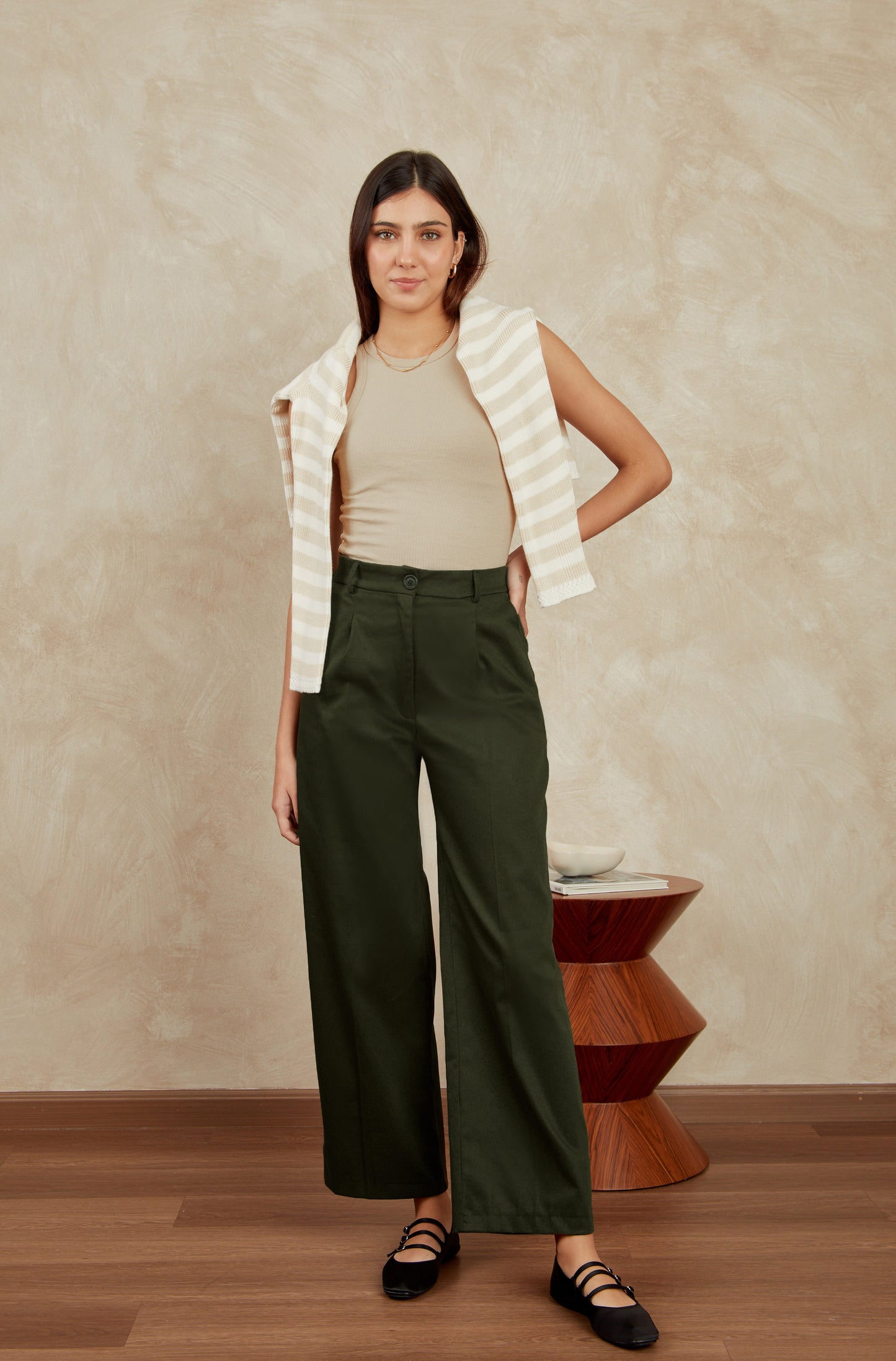 Pantalón drill wide leg - Verde