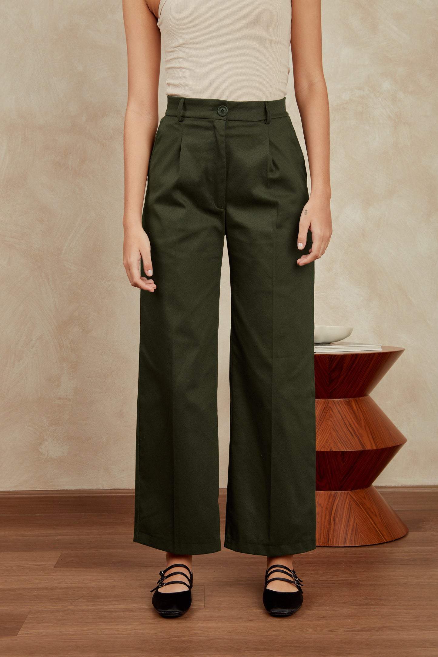 Pantalón drill wide leg - Verde