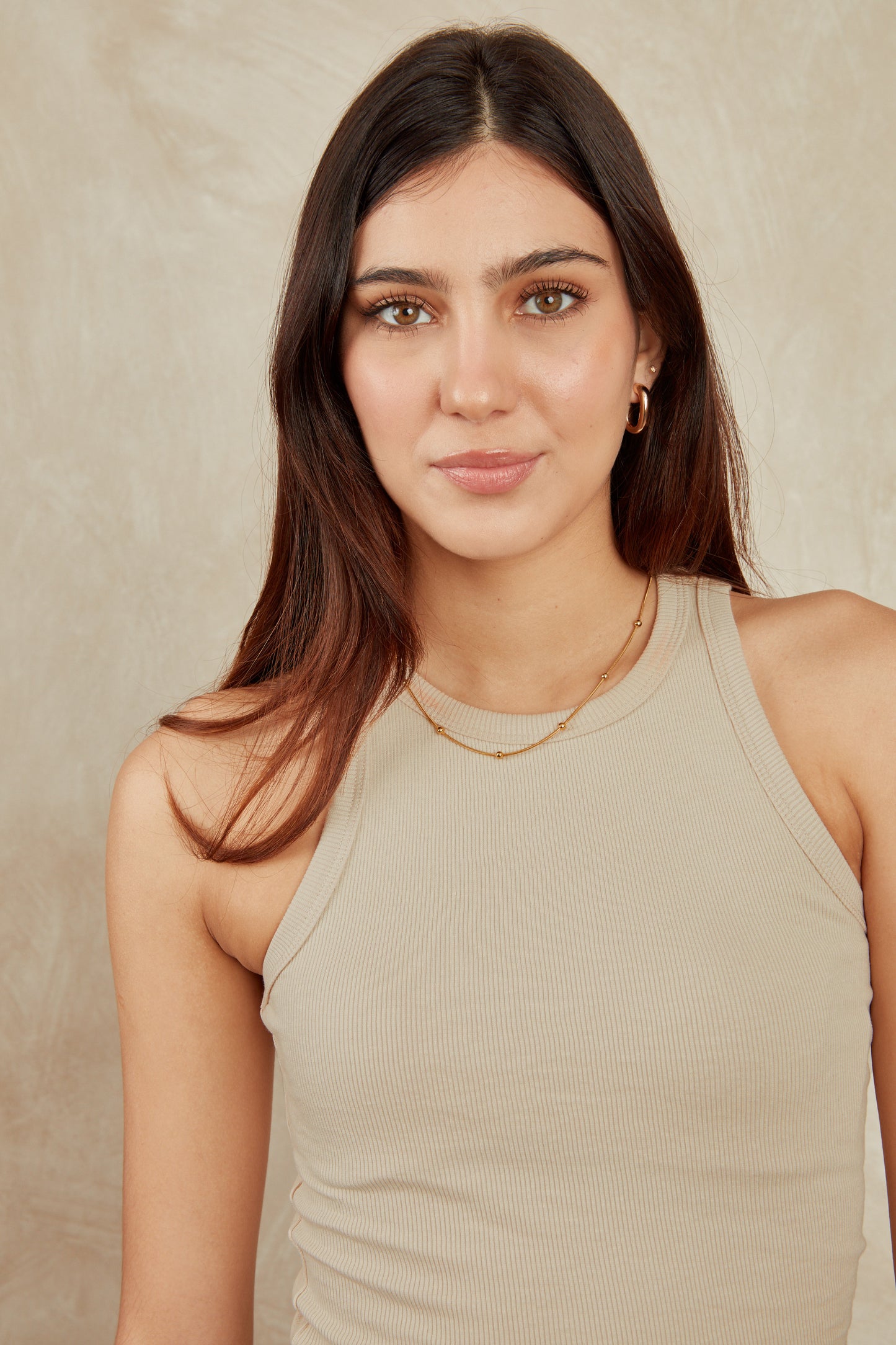 Top rib halter ovalado - Beige