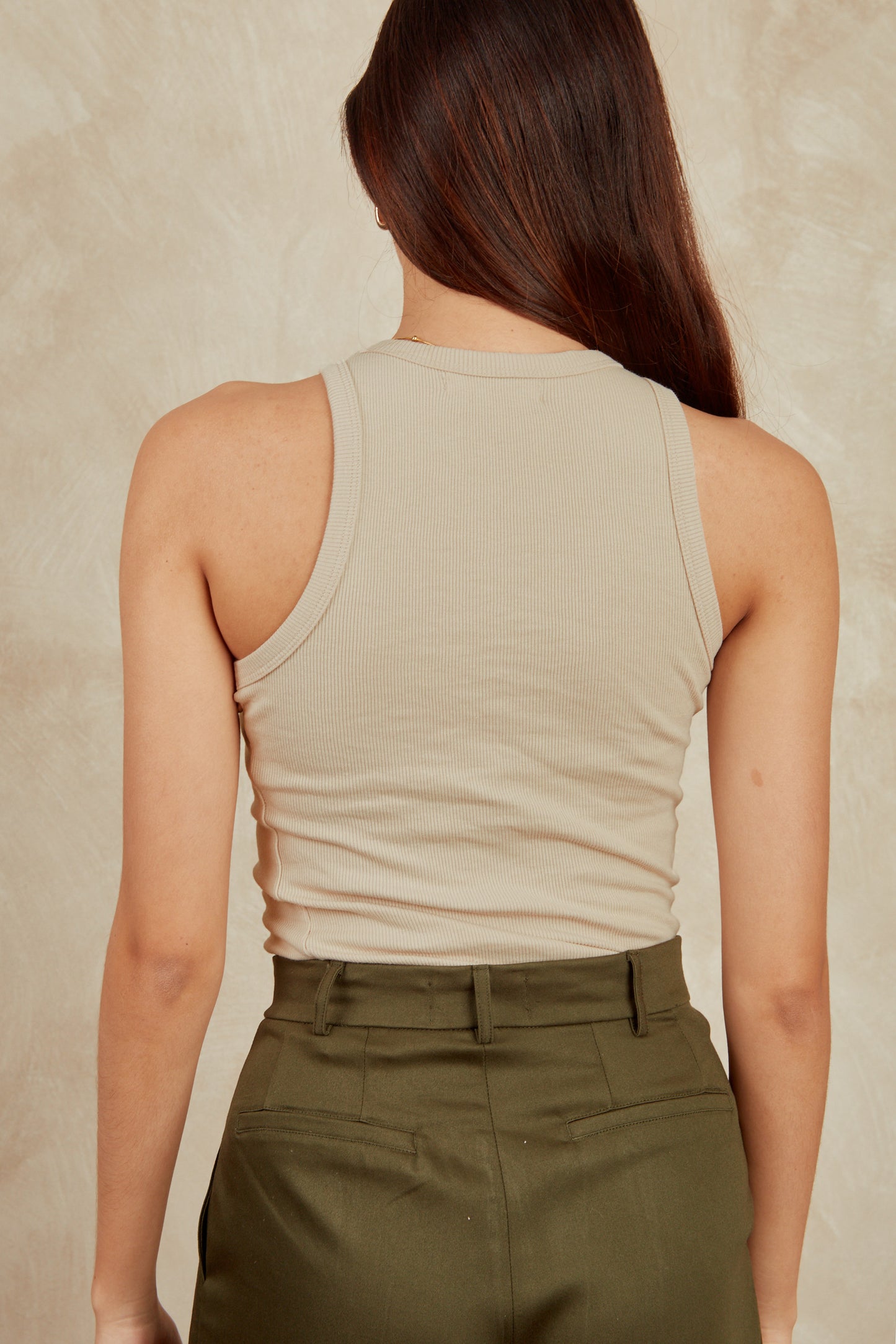 Top rib halter ovalado - Beige