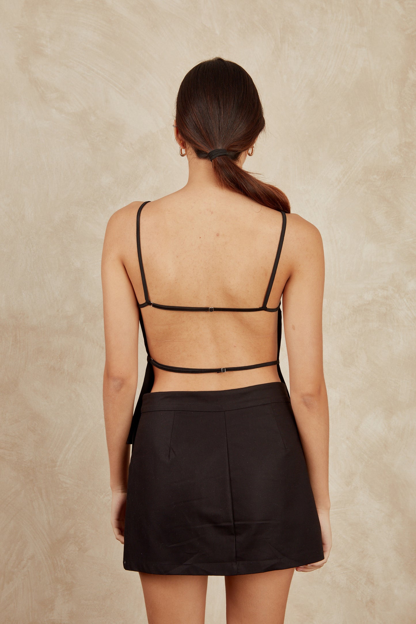 Top largo espalda descubierta - Negro