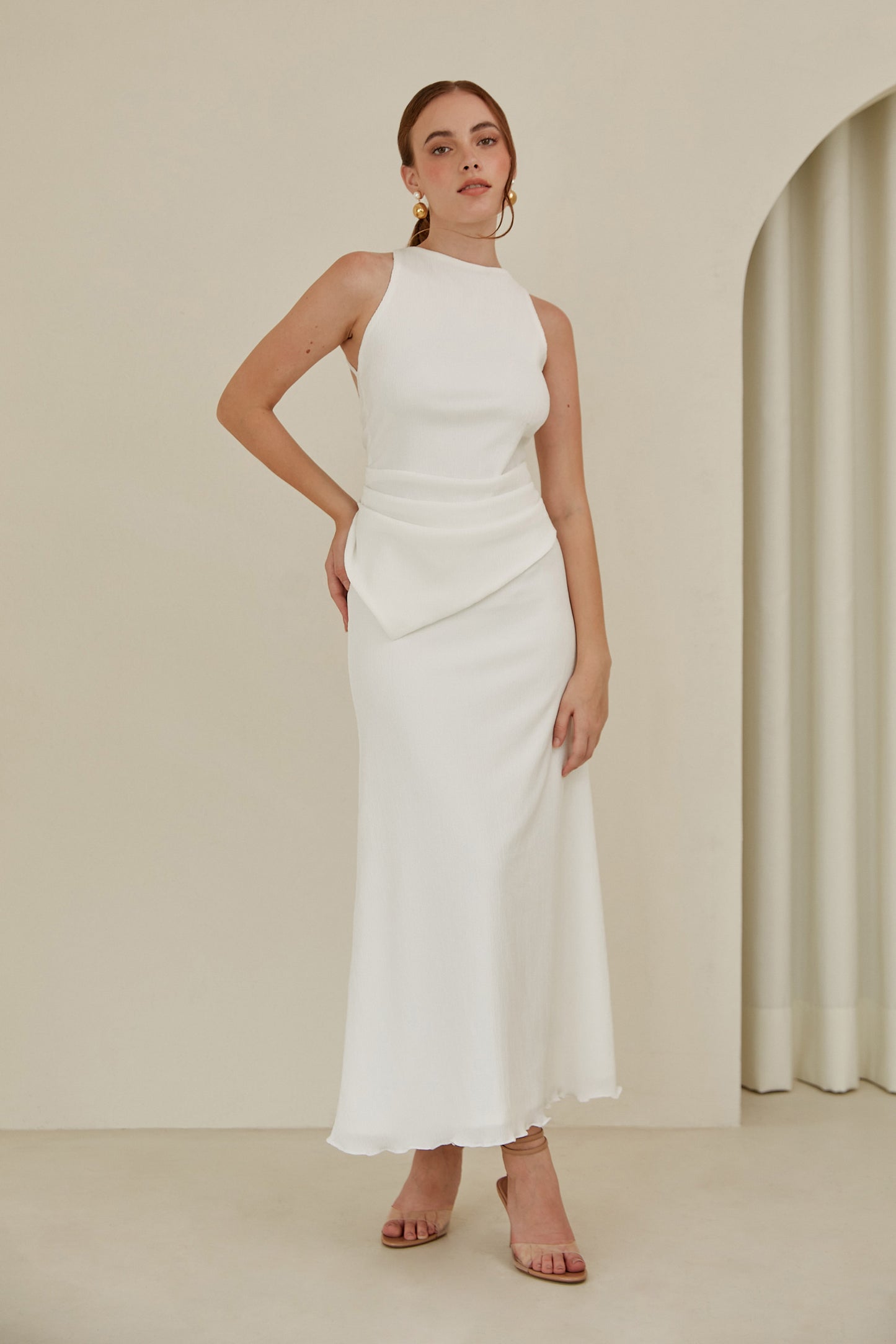 Blusa cuello ojal asimétrico - Perla
