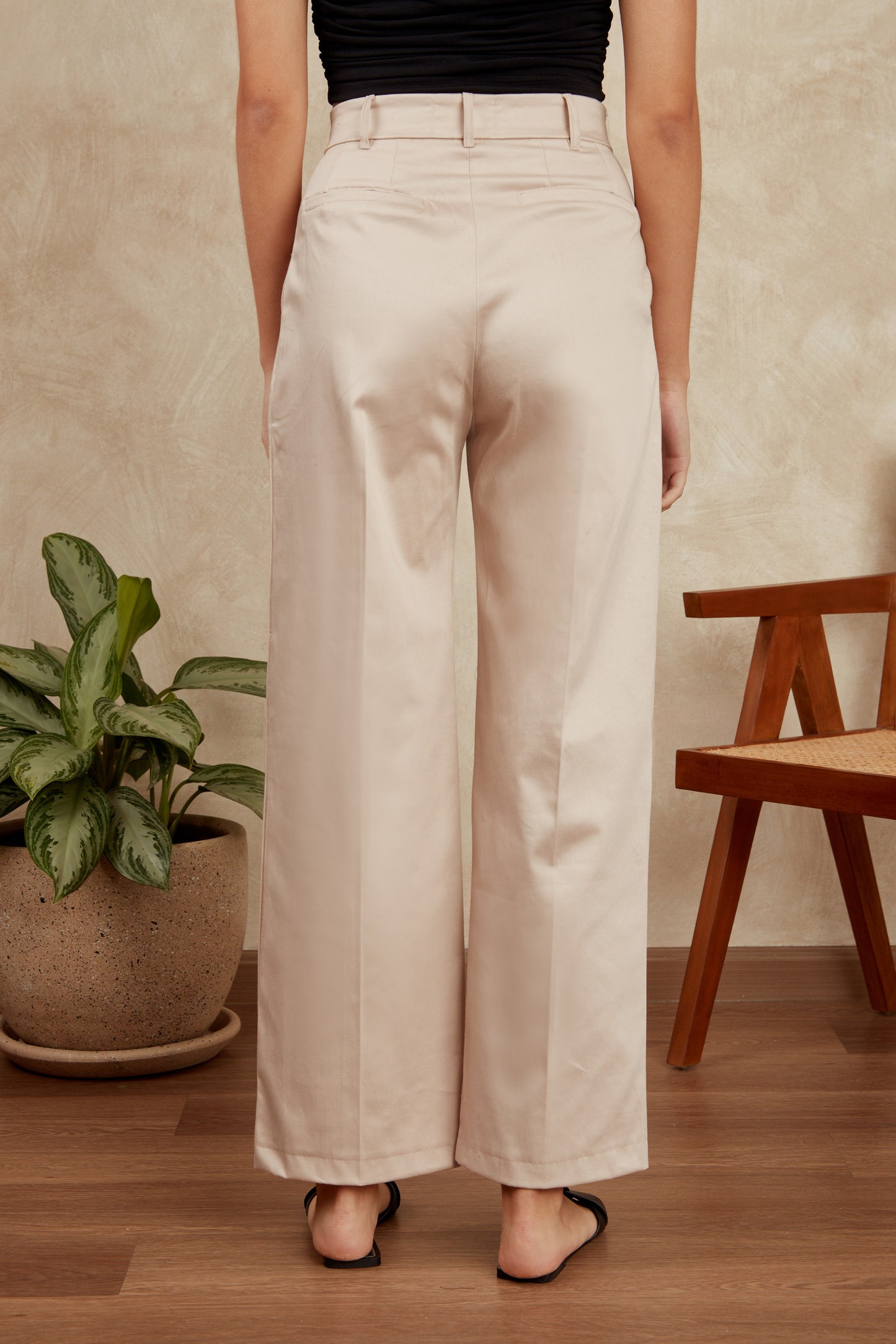 Pantalón drill wide leg - Beige