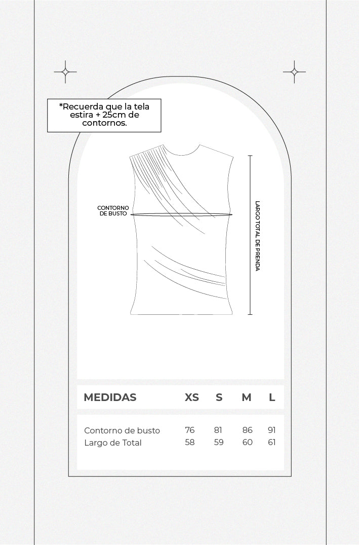 Top largo drapeado - Negro