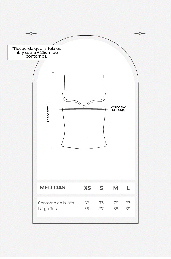Top rib escote corazón - Negro