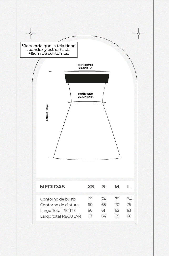 Vestido corto strapless contraste - Perla