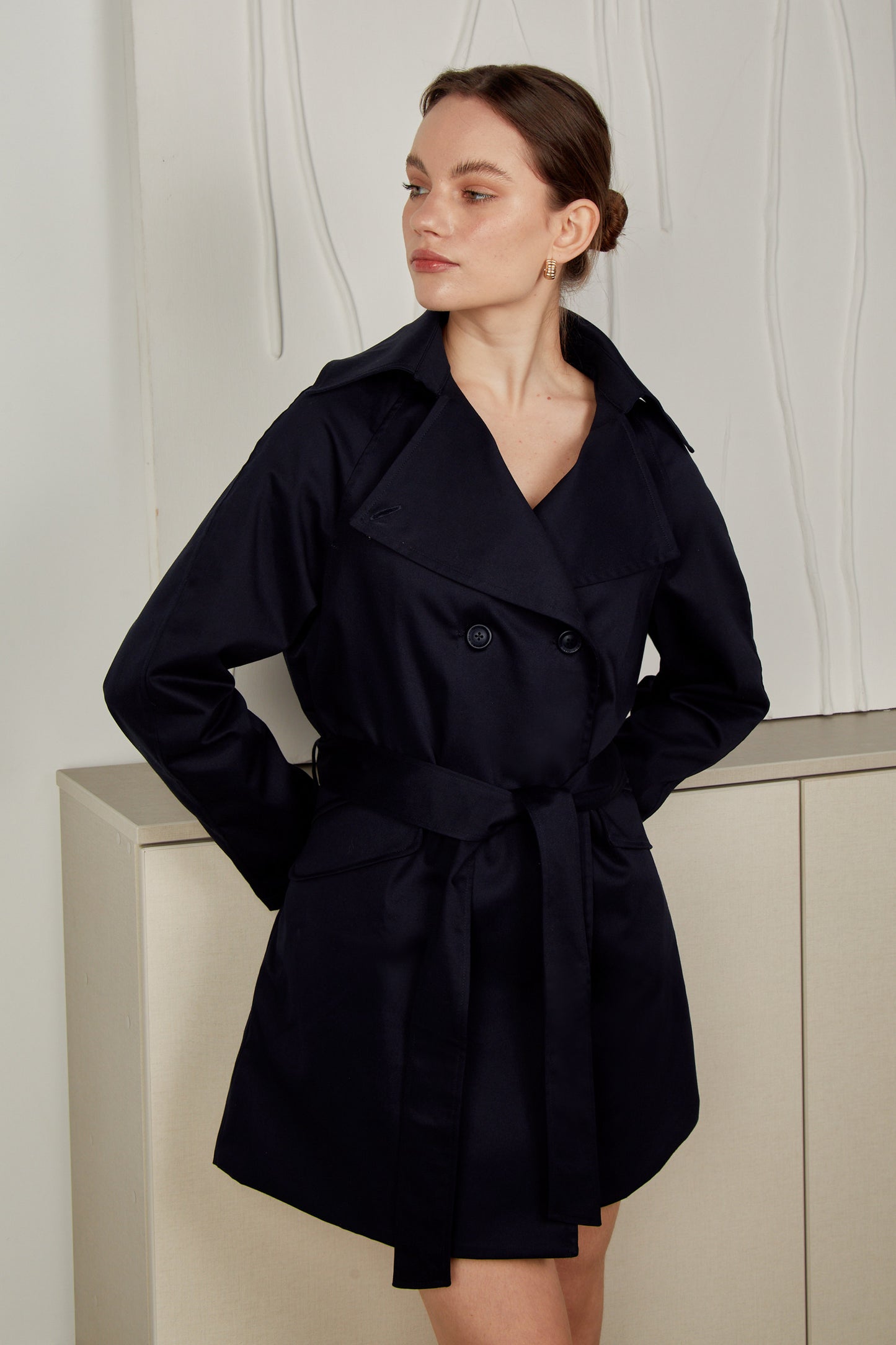 Trench coat drill corto - Azul