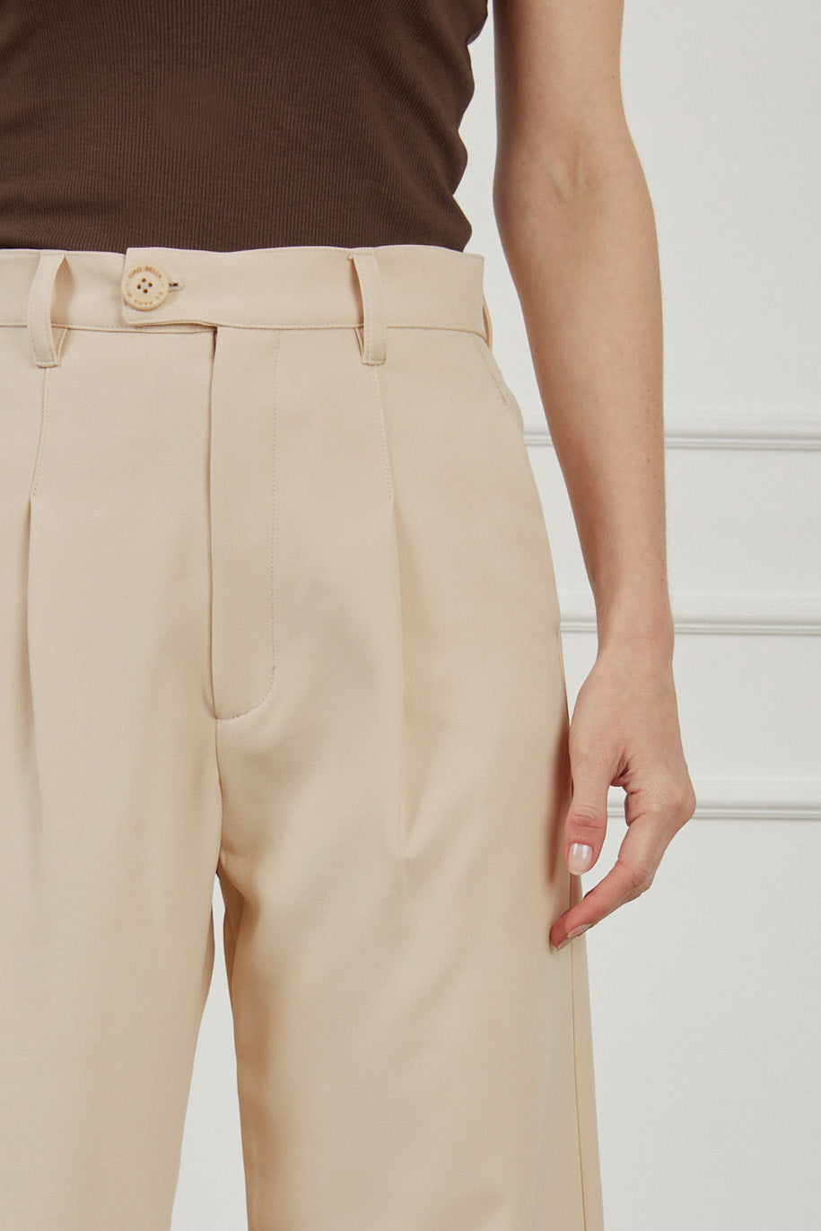 Pantalón sastre recto con cruce - Arena