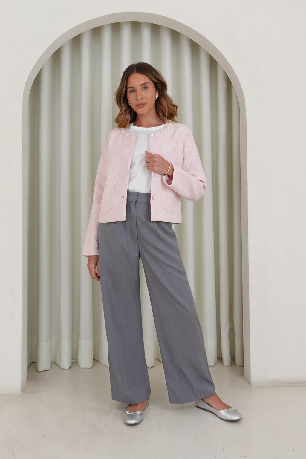Blazer corto tweed - Rosa