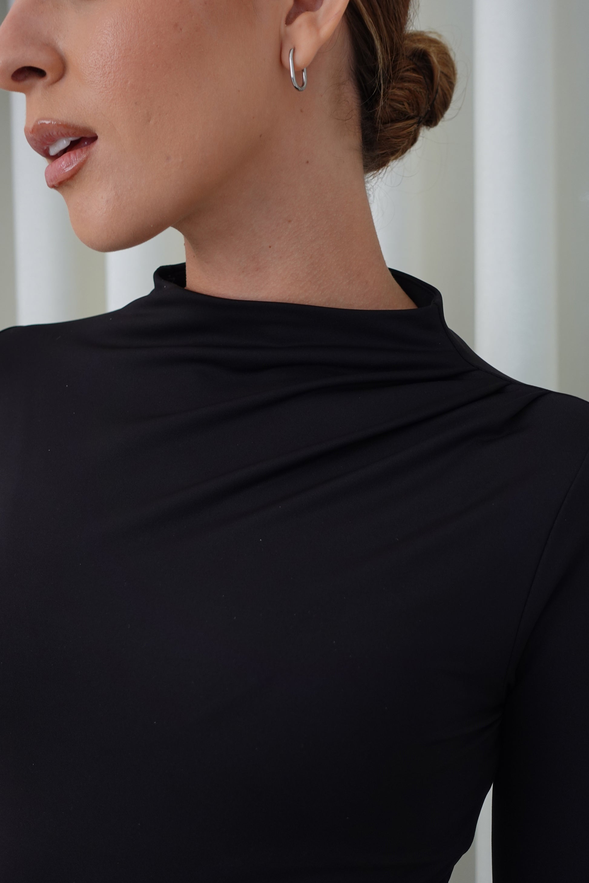Body con pliegues - Negro