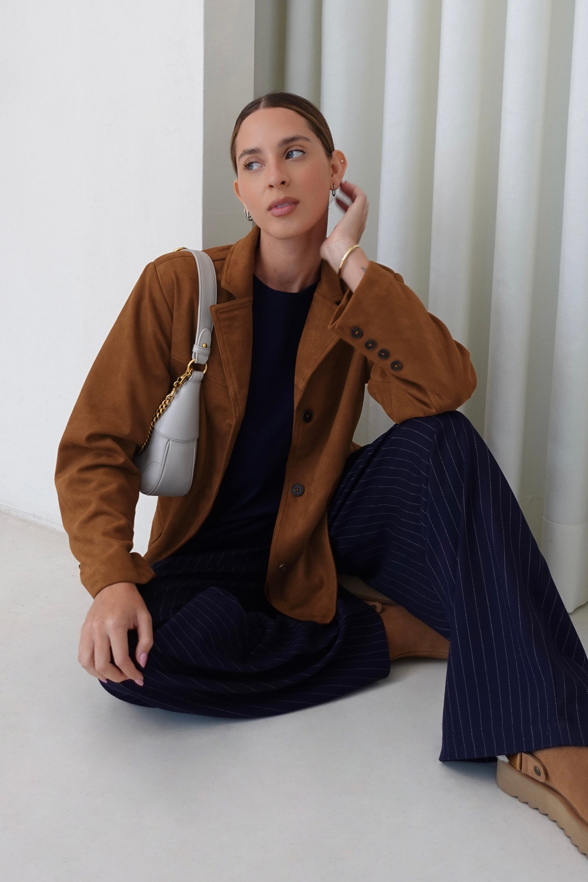 Blazer de suede - Camel