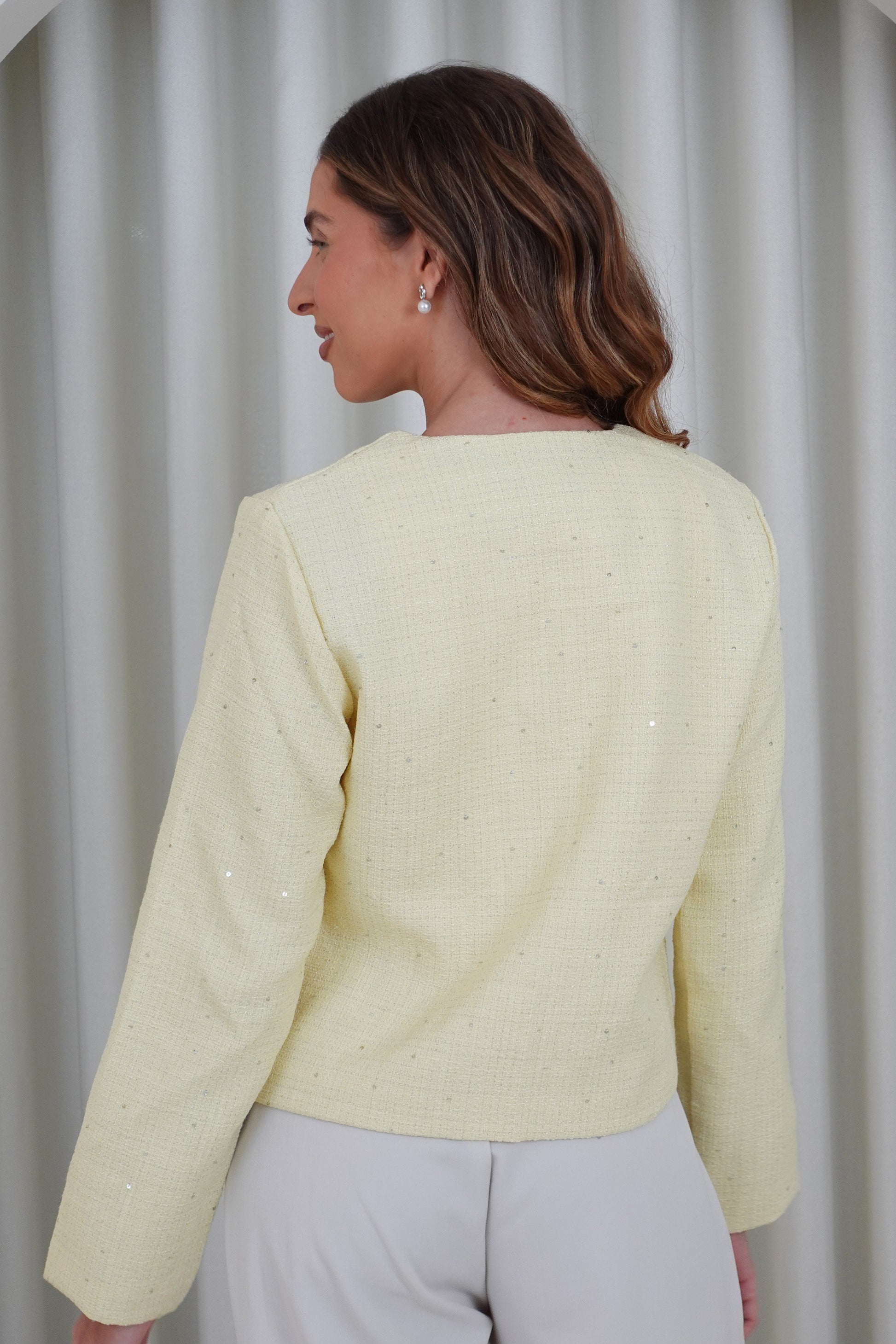 Blazer corto tweed - Vainilla