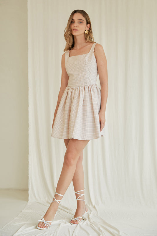 Vestido corto princesa - Beige