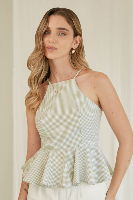 Top peplum halter - Verde