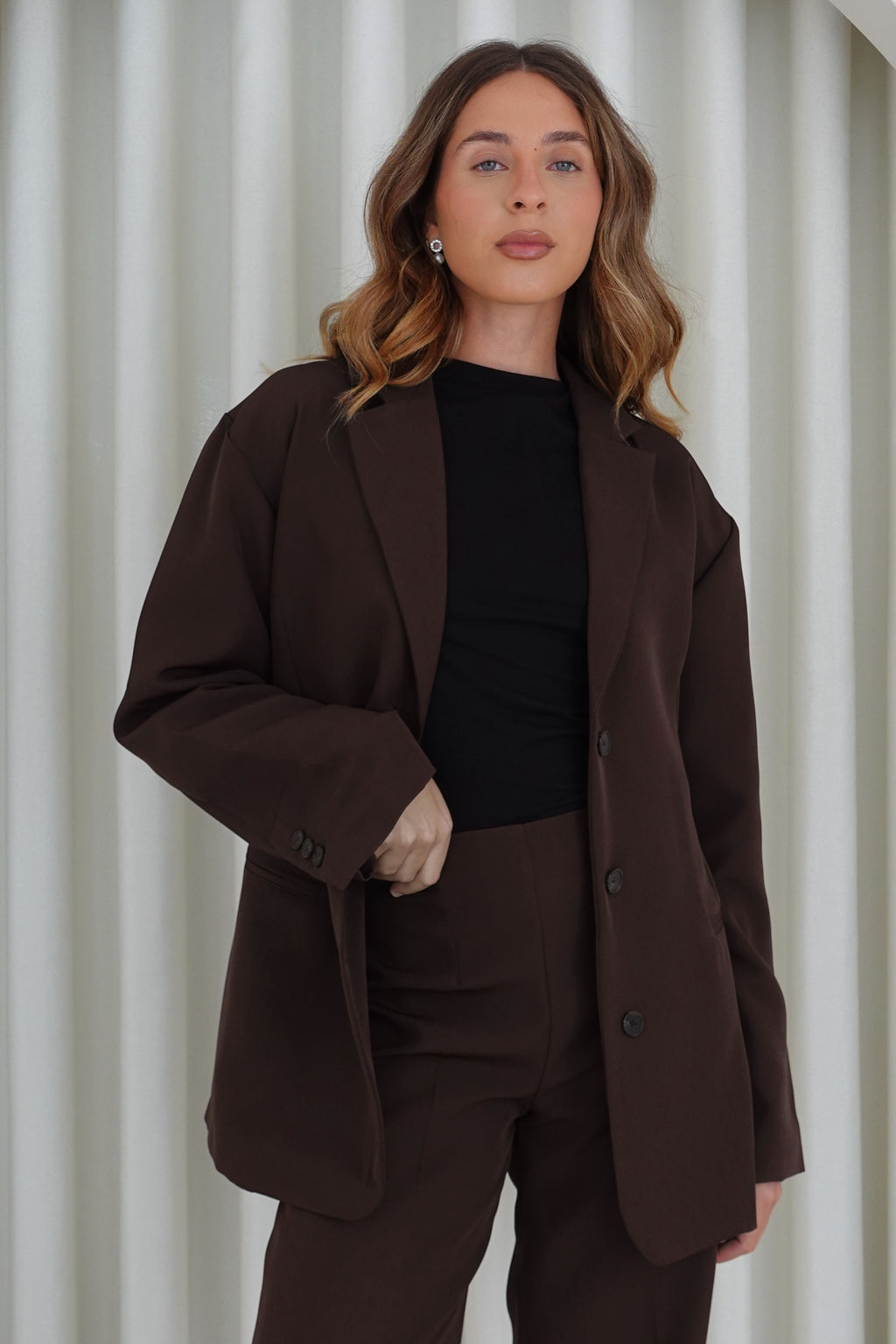 Blazer con cinturón - Marrón