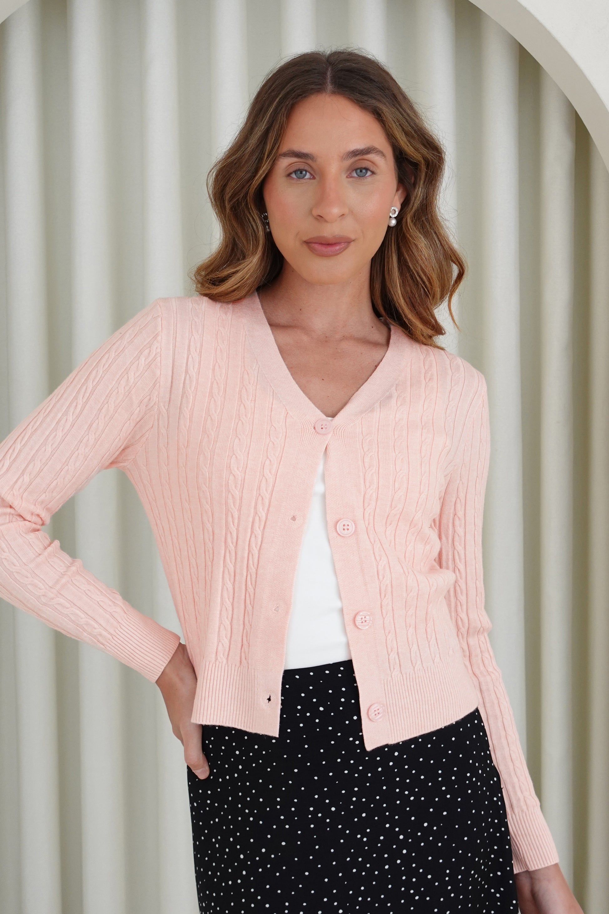 Cárdigan escote V - Rosa