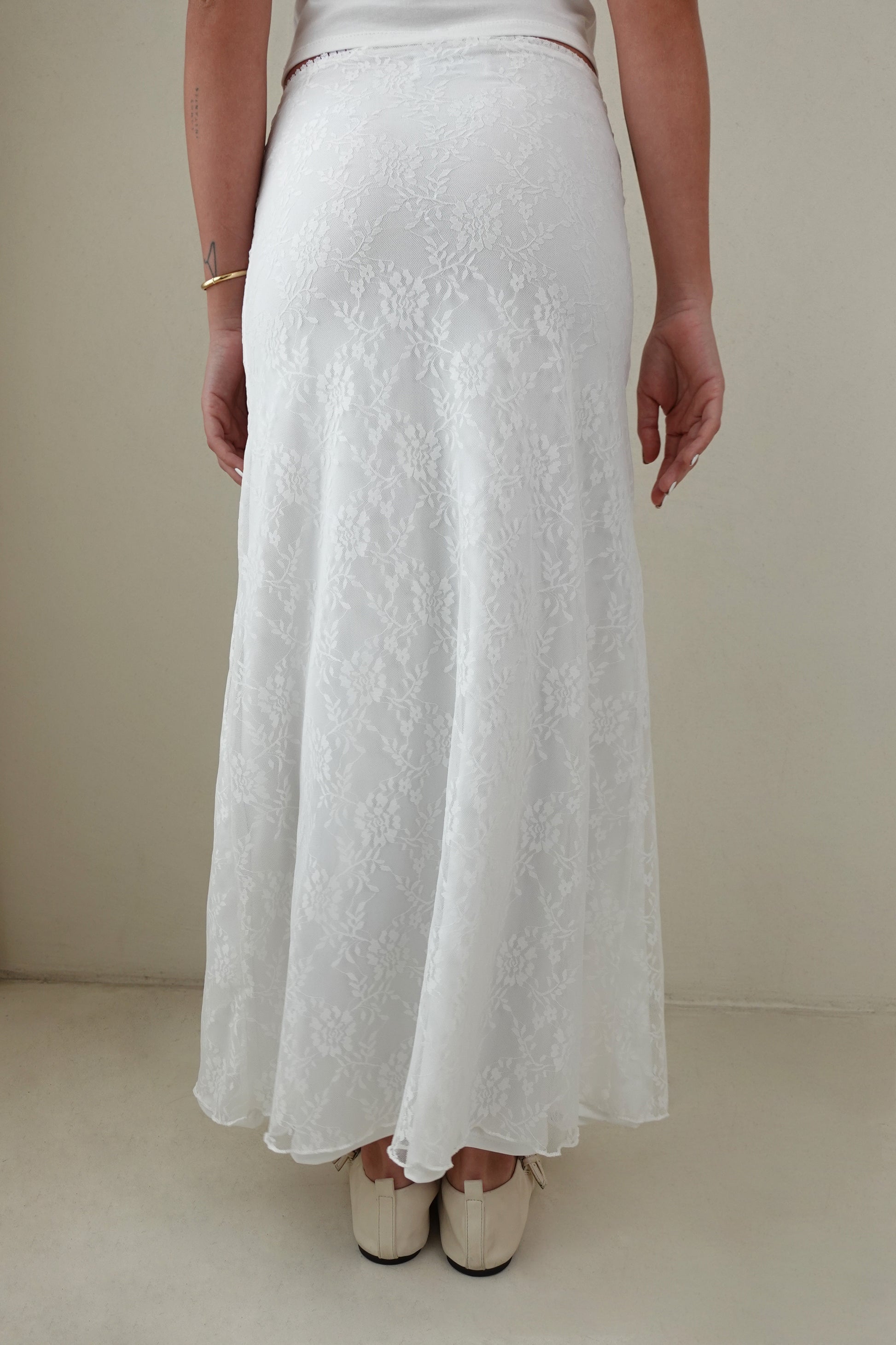 Falda midi encaje - Perla