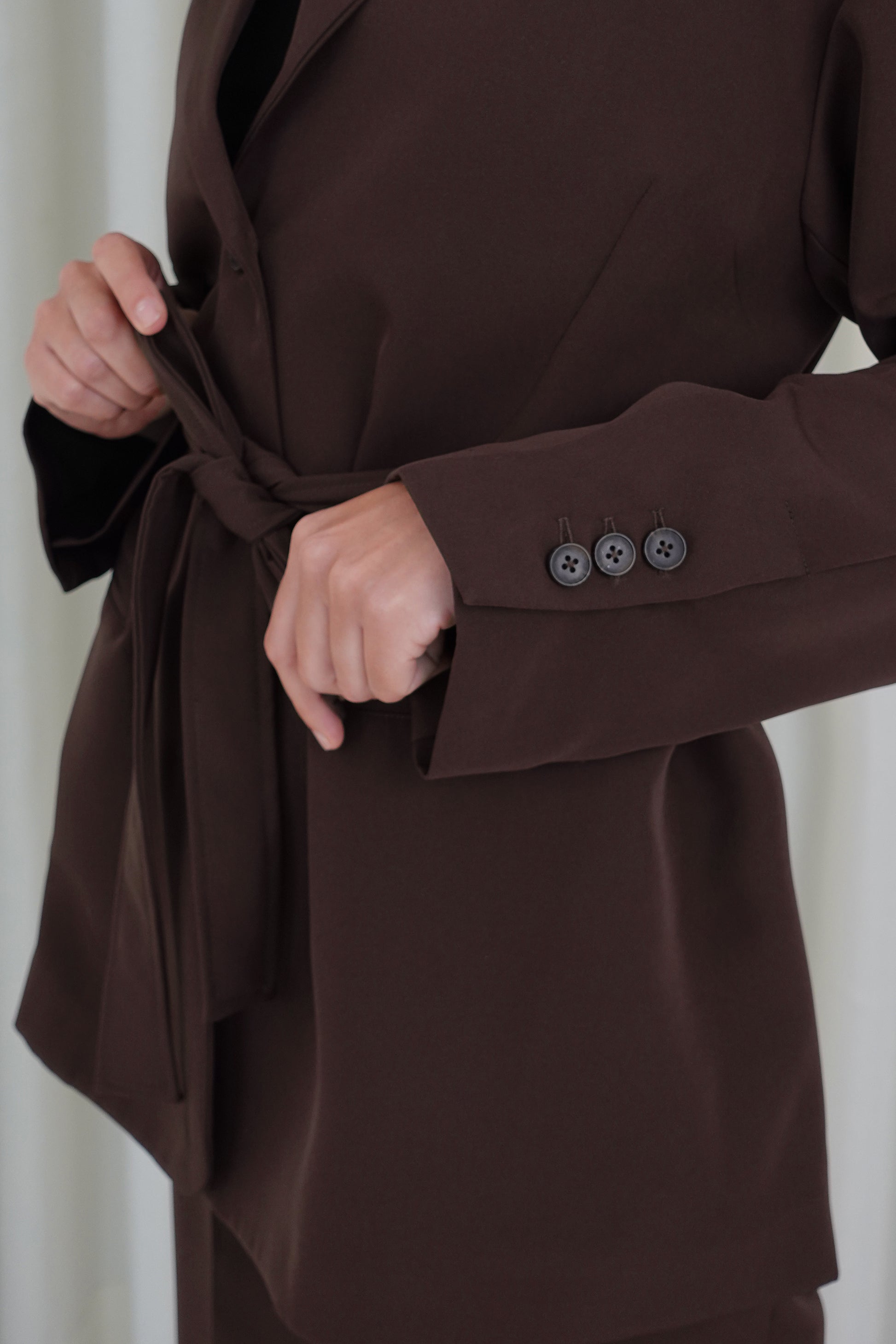 Blazer con cinturón - Marrón