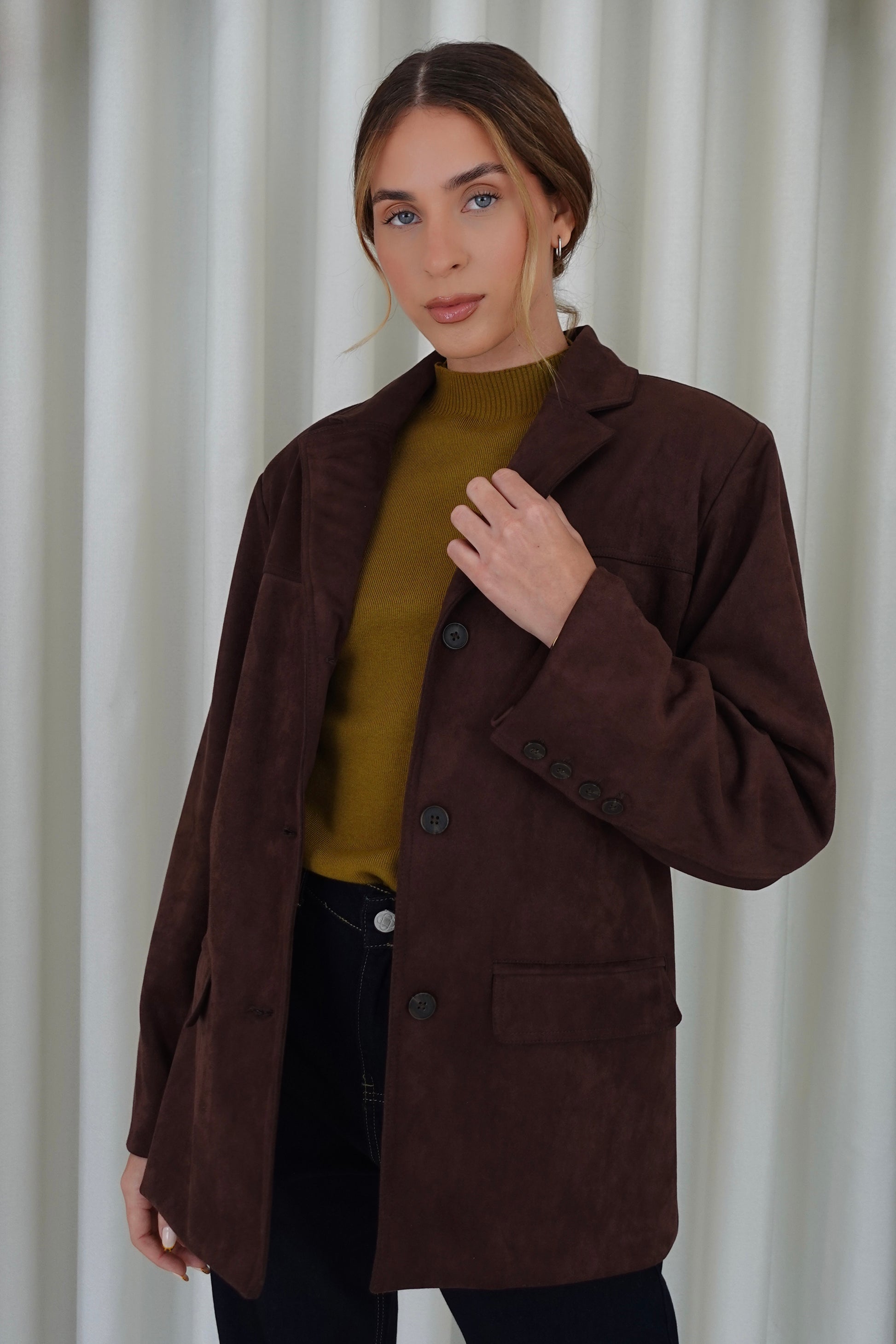 Blazer de suede - Chocolate (PRE ORDEN)