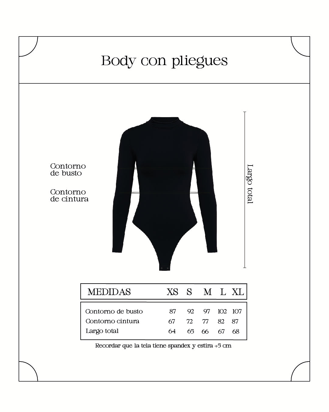 Body con pliegues - Negro