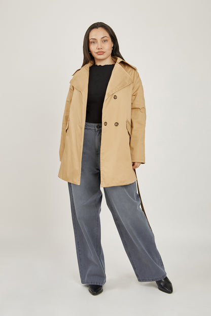 Trench coat corto drill - Beige