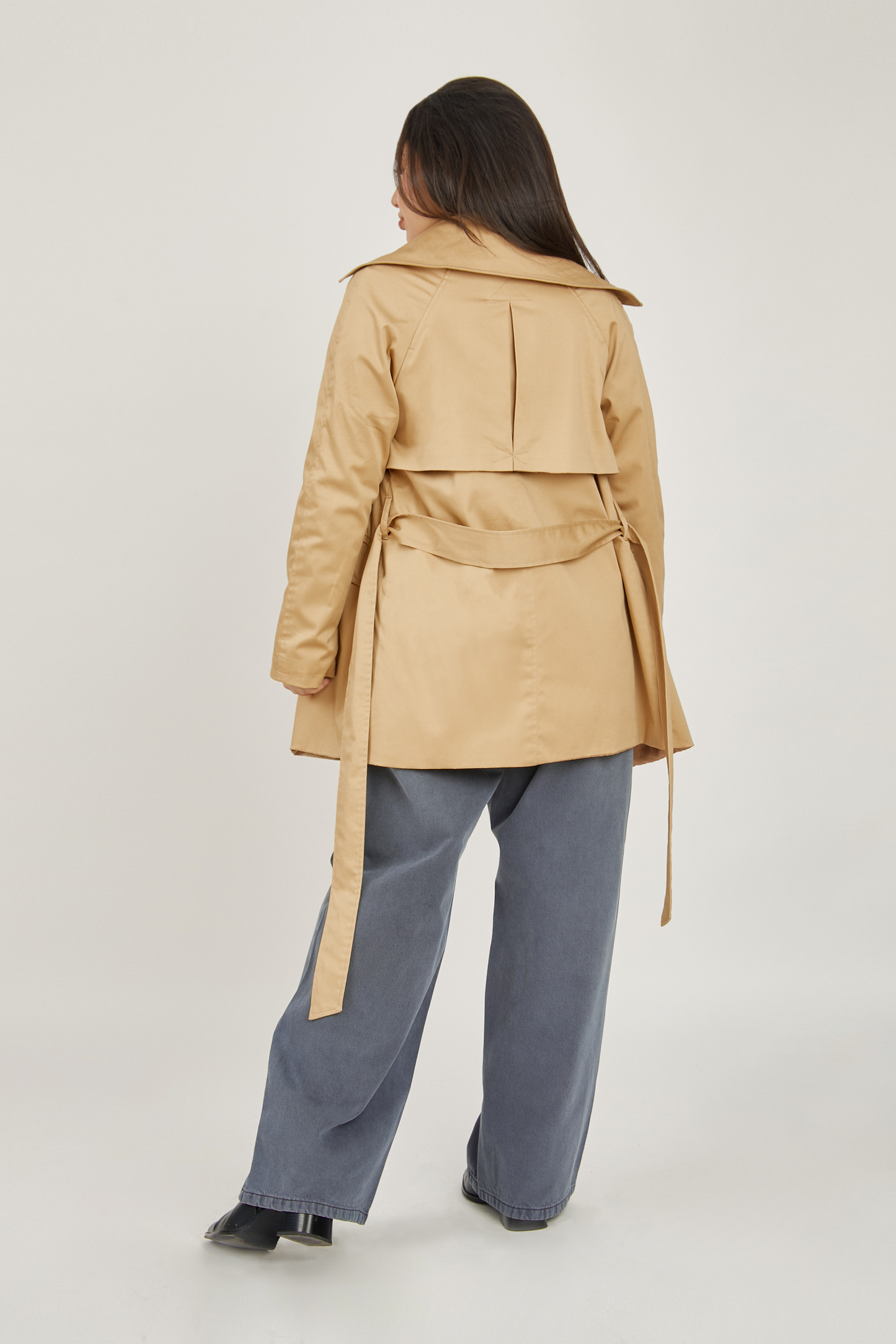 Trench coat corto drill - Beige