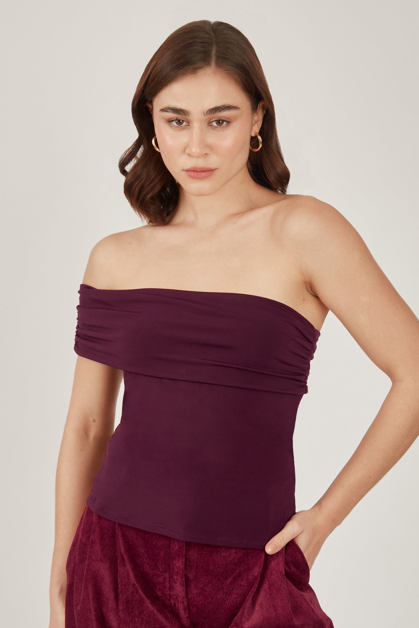 Top one off shoulder - Borgoña