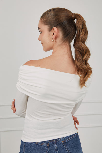 Top off shoulder drapeado - Perla