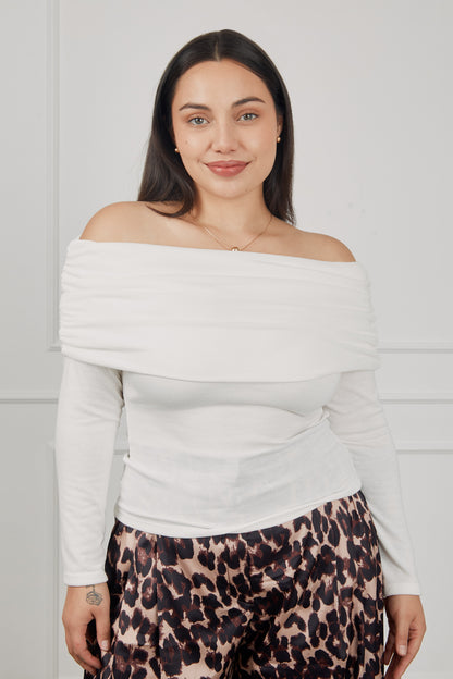 Top off shoulder drapeado - Perla