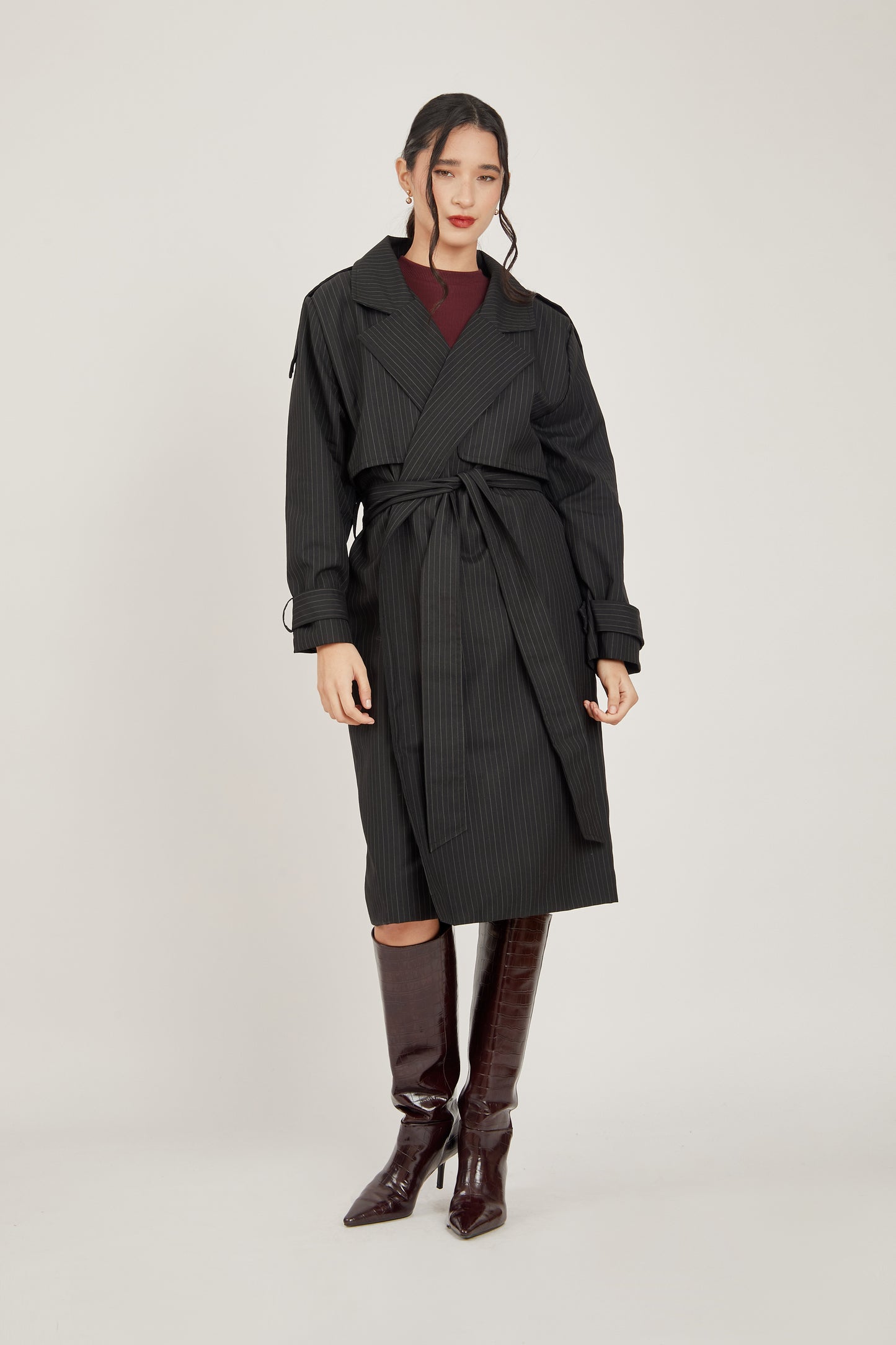 Trench coat sastre rayas - Negro