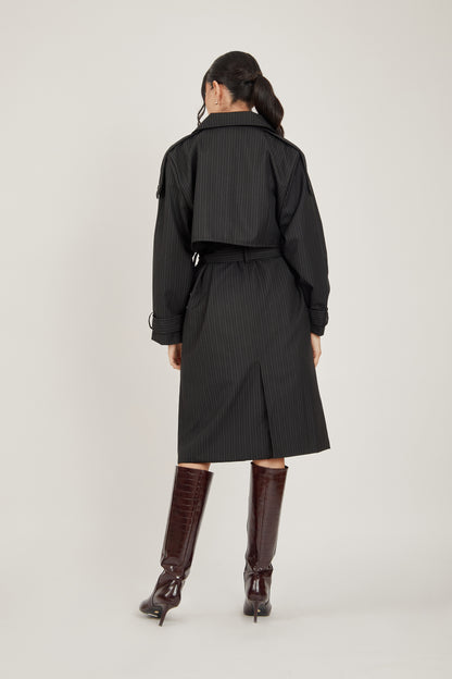 Trench coat sastre rayas - Negro