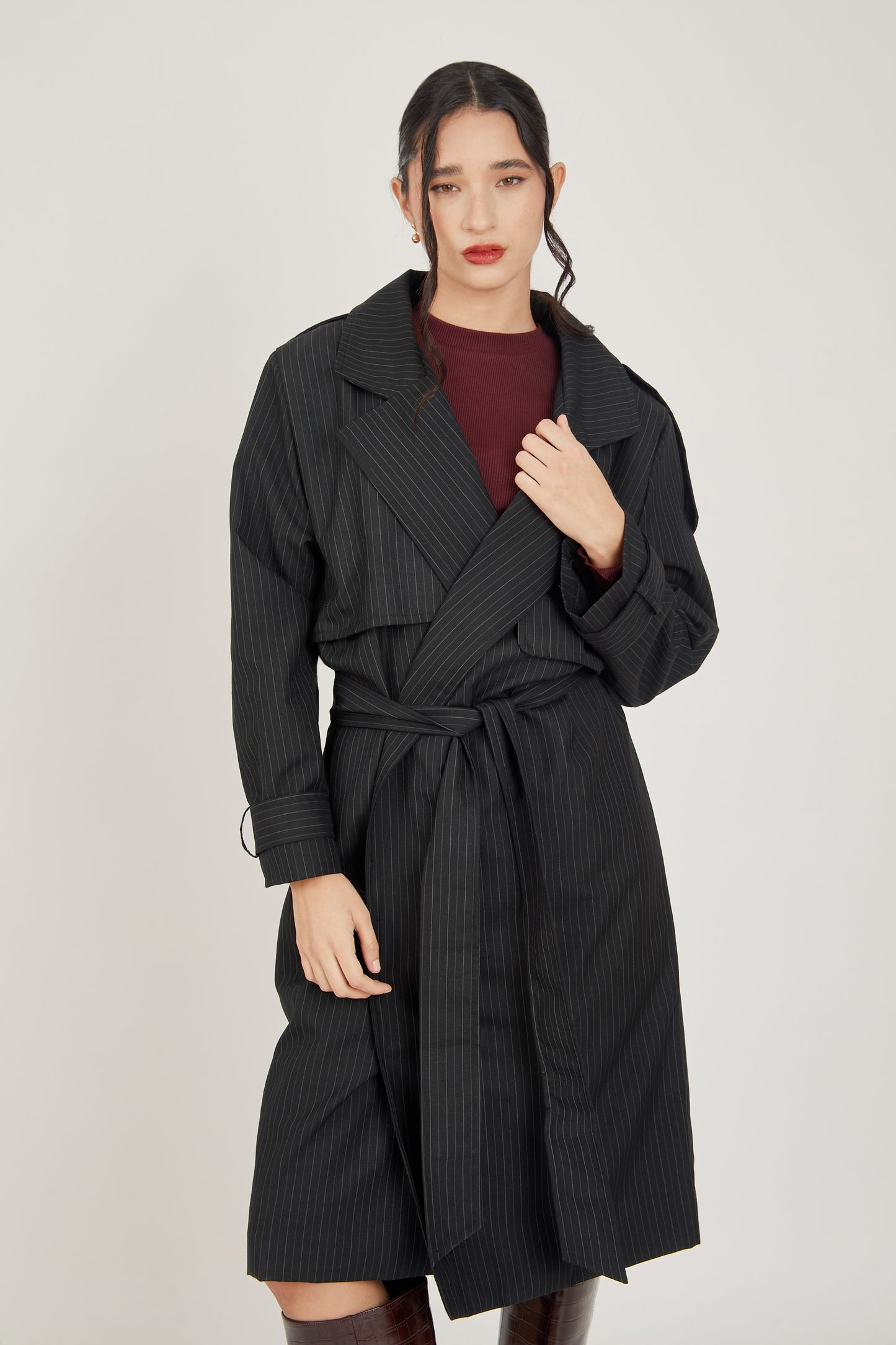 Trench coat sastre rayas - Negro