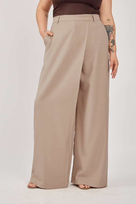 Pantalón sastre cruzado - Beige