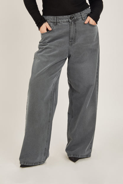 Denim low waist baggy - Gris