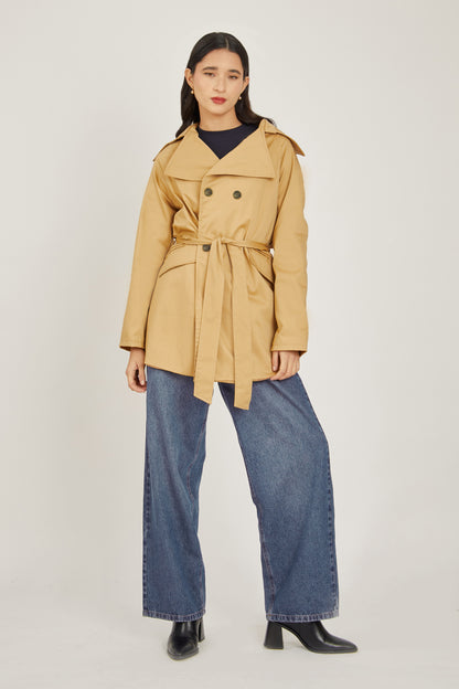 Trench coat corto drill - Beige