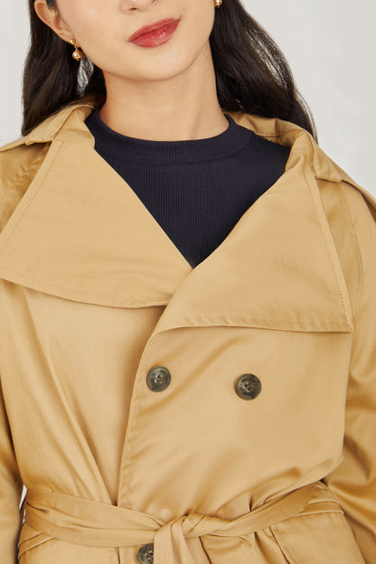 Trench coat corto drill - Beige