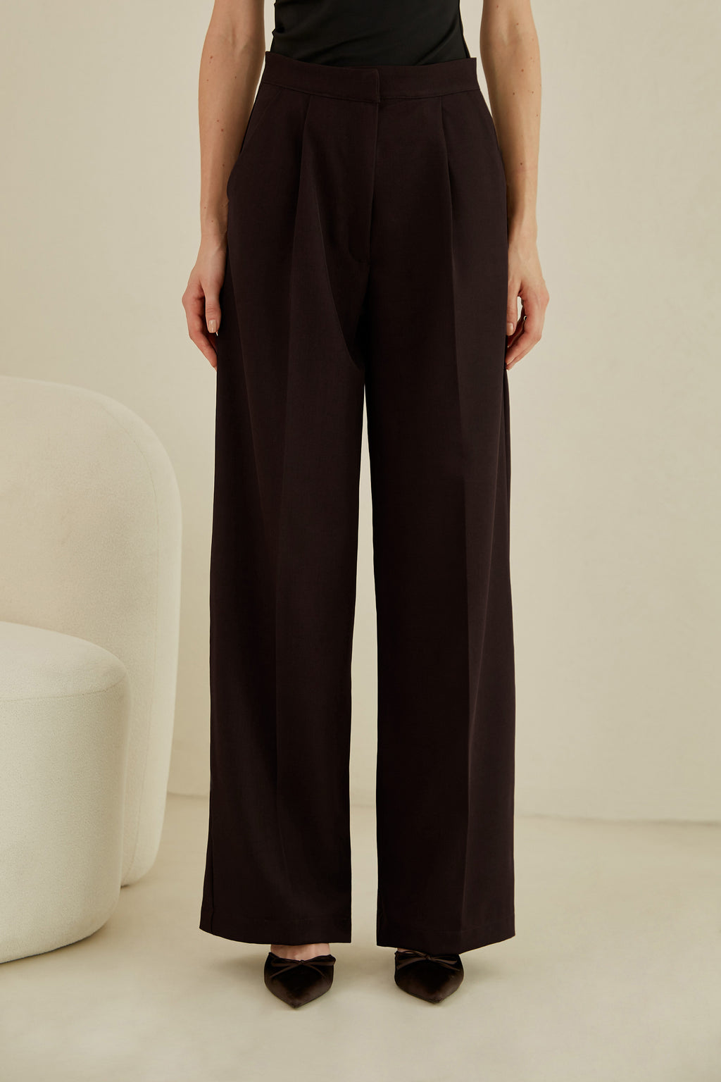 Pantalón sastre con bolsillos - Chocolate